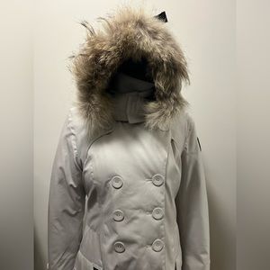 Nobus Double breasted, real fur trimmed hood